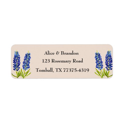 Bluebonnets Texas State Flowers Lupine Watercolor  Label
