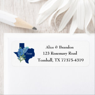 Bluebonnets Texas State Flowers Lupine Watercolor Label