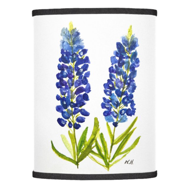 Bluebonnets Texas State Flowers Lupine Watercolor Lamp Shade (Front)