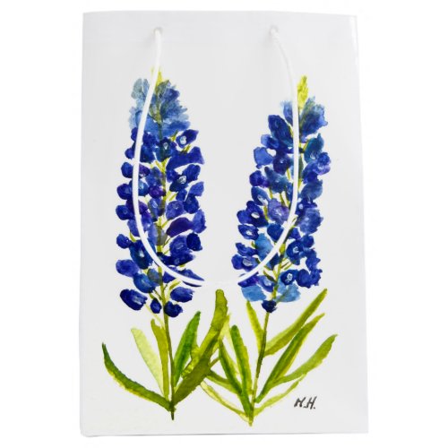 Bluebonnets Texas State Flowers Lupine Watercolor Medium Gift Bag