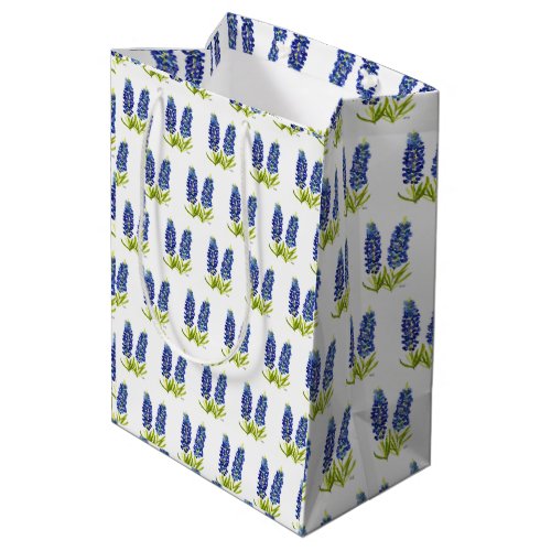 Bluebonnets Texas State Flowers Lupine Watercolor  Medium Gift Bag