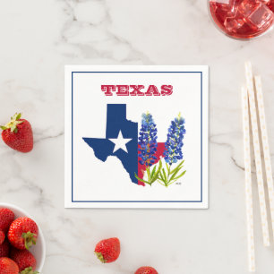 Bluebonnets Texas State Flowers Lupine Watercolor Napkins