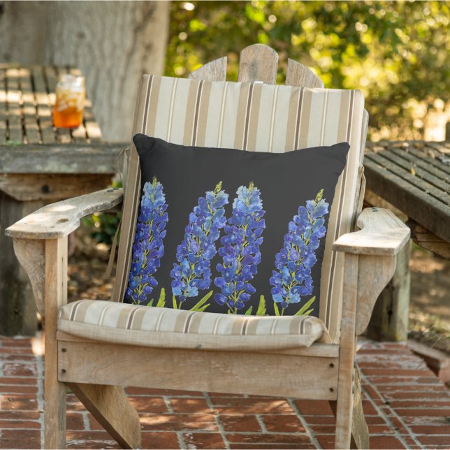 Bluebonnets Texas State Flowers Lupine Watercolor  Outdoor Pillow (Chair)