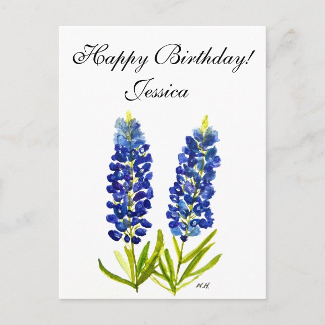 Bluebonnets Texas State Flowers Lupine Watercolor  Postcard (Front)