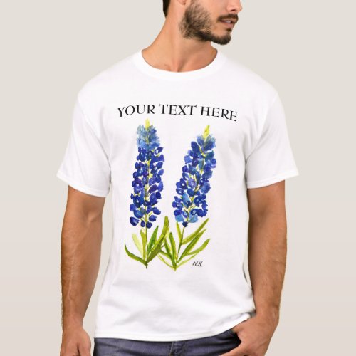 Bluebonnets Texas State Flowers Lupine Watercolor T_Shirt