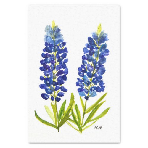 Bluebonnets Texas State Flowers Lupine Watercolor  Tissue Paper