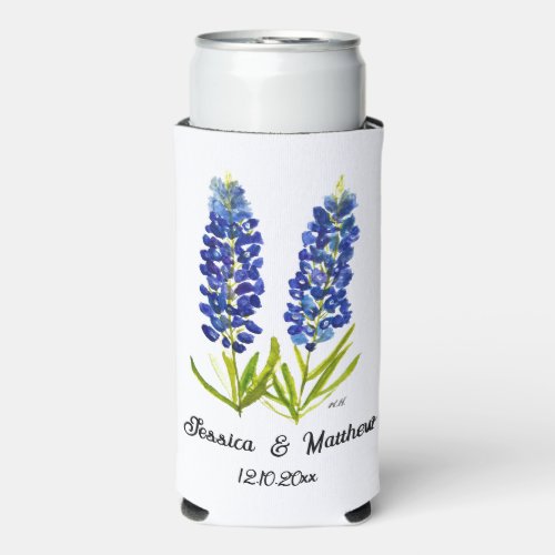 Bluebonnets Texas Texan floral nature Weddings Seltzer Can Cooler
