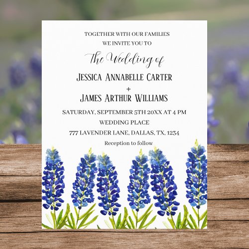 Bluebonnets Texas Watercolor Floral Wedding