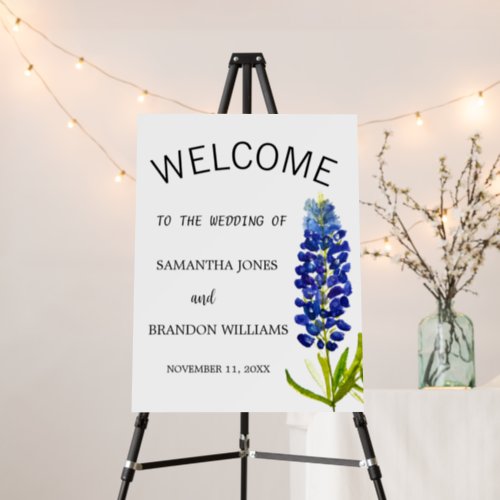 Bluebonnets Texas Wedding Floral Welcome Sign 