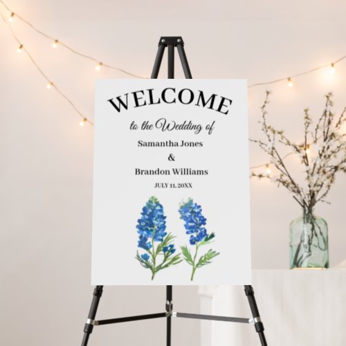 Bluebonnets Texas Wedding Floral Welcome Sign 