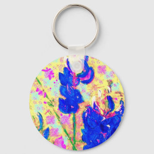 bluebonnets upclose art keychain