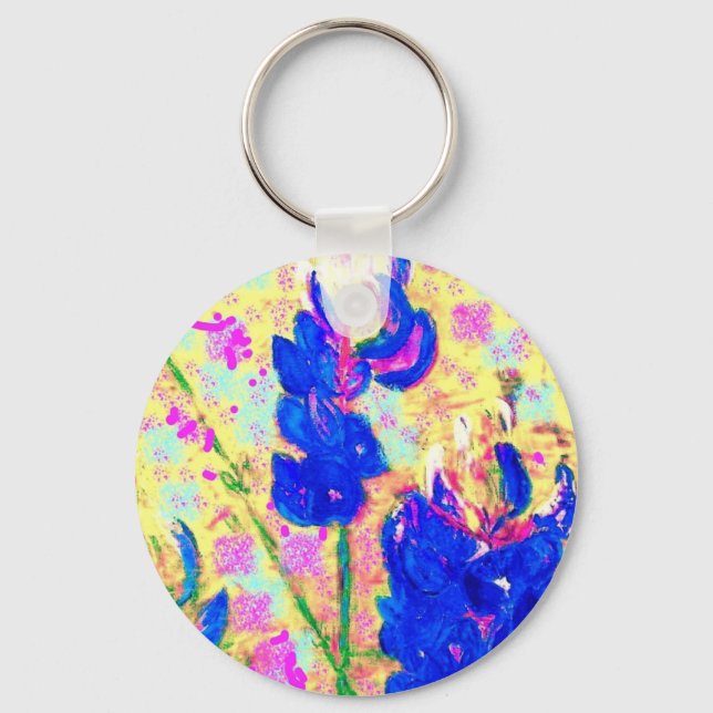 bluebonnets upclose art keychain (Front)