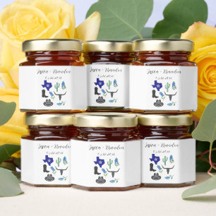 Bluebonnets Watercolor Blue Flower Floral Wedding Honey Jar Favors