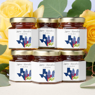 Bluebonnets Watercolor Blue Flower Floral Wedding Honey Jar Favors
