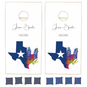 Bluebonnets Watercolor Blue Flowers Floral Wedding Cornhole Set