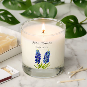 Bluebonnets Watercolor Blue Flowers Floral Wedding Scented Candle
