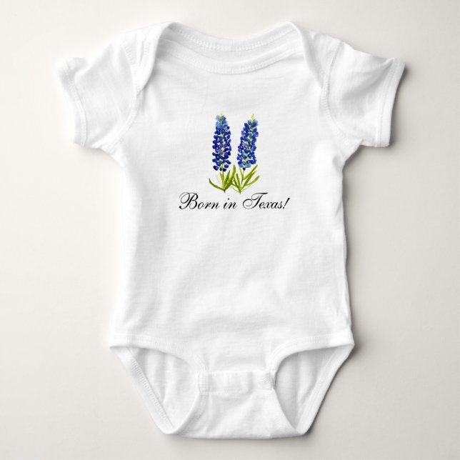 Bluebonnets watercolor Floral Girly Baby bodysuit (Front)