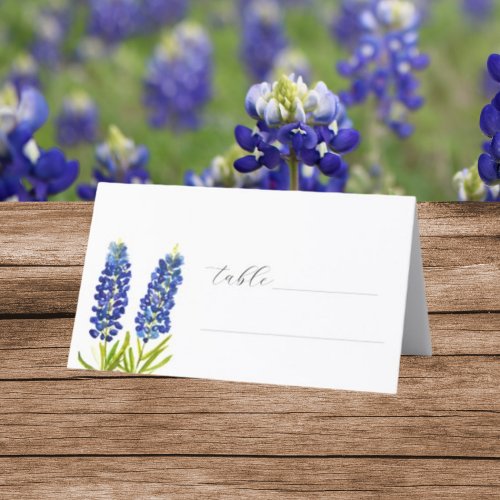 Bluebonnets Watercolor Texas Flower Floral Wedding Place Card