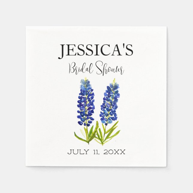 Bluebonnets Wildflower Blue Flowers Bridal Shower Napkins (Front)