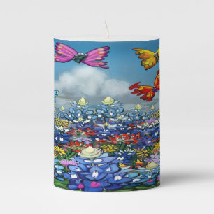 Bluebonnets Wildflowers Butterflies Pillar Candle
