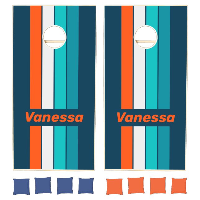 Bluebottle Echo  Pin Striped with Name Cornhole Set (Set)