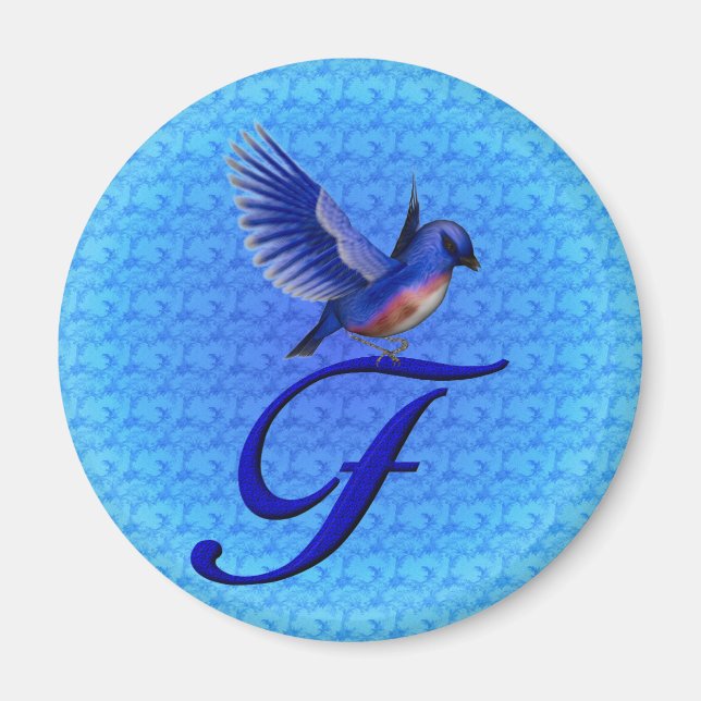 Bluebrd Monogram Initial F Magnet (Front)