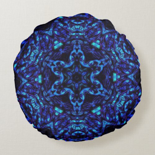 Blued Up Round Pillow