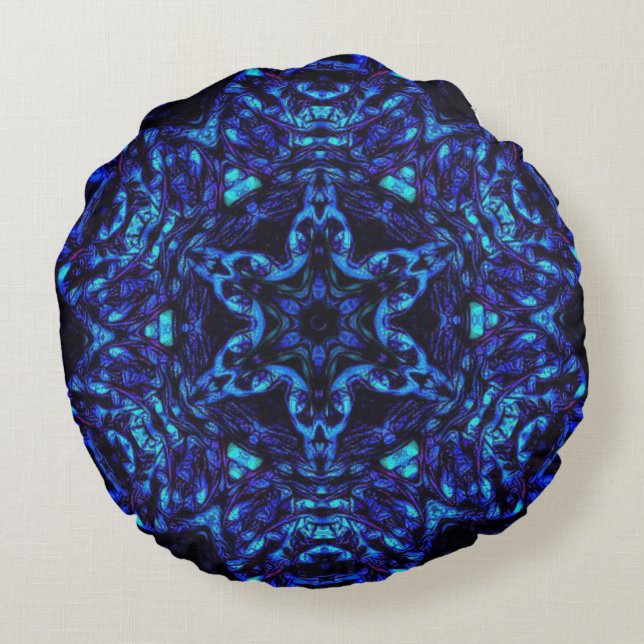 Blued Up Round Pillow (Back)