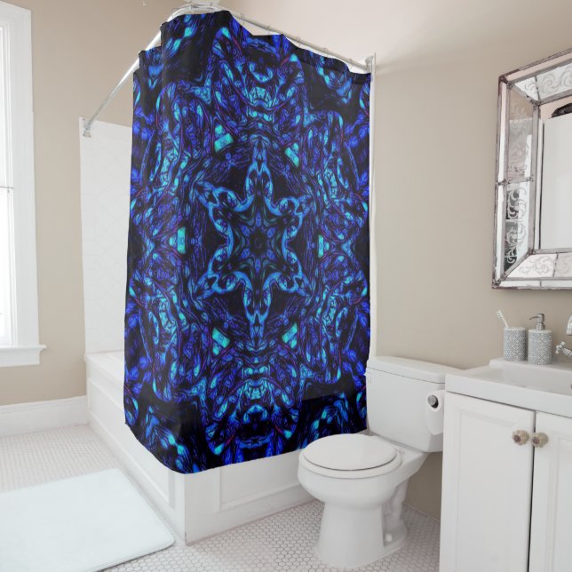 Blued Up Shower Curtain (In Situ)