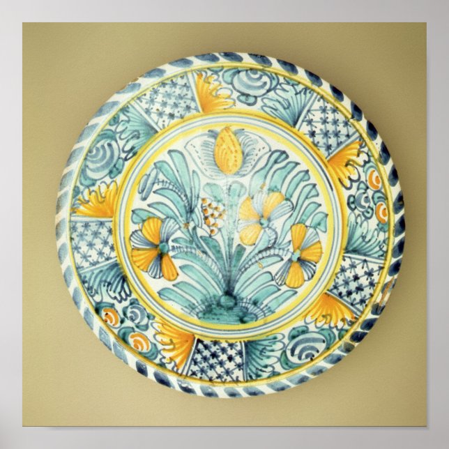 Bluedash' Delftware charger, Lambeth pottery Poster (Front)