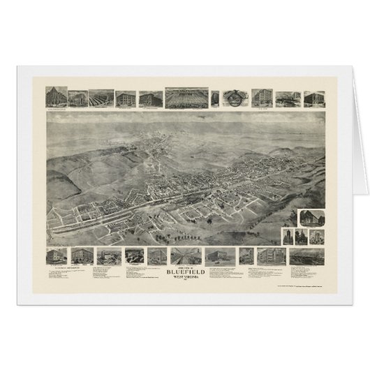 Bluefield, WV Panoramic Map - 1911 Cards (Front Horizontal)