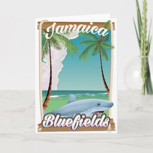 Bluefields Jamaica beach vacation poster Holiday Card