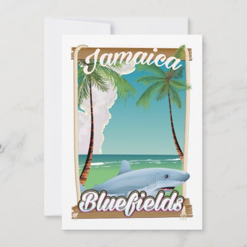 Bluefields Jamaica beach vacation poster Invitation