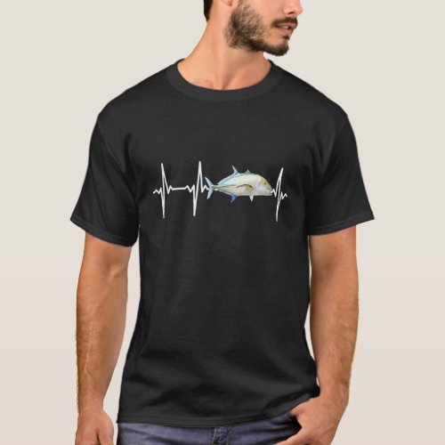 Bluefin Trevally Heartbeat For Saltwater Fish Fish T_Shirt