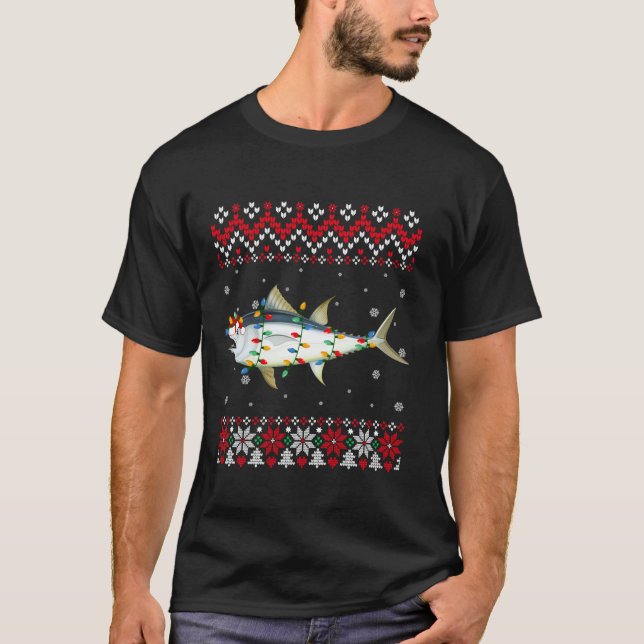 Bluefin Tuna Fish Santa Hat Women Kids Ugly Christ T-Shirt (Front)