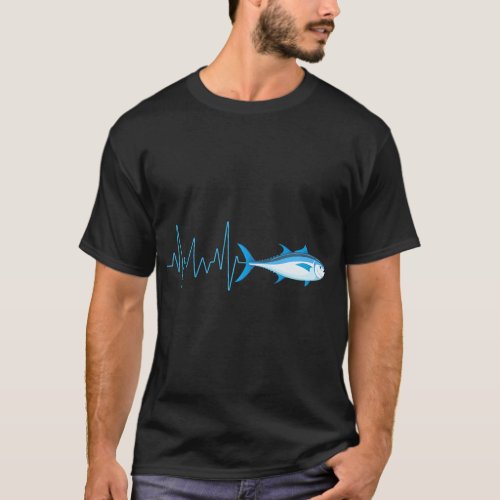 Bluefin Tuna Heartbeat EKG Pulseline Deep Sea T_Shirt