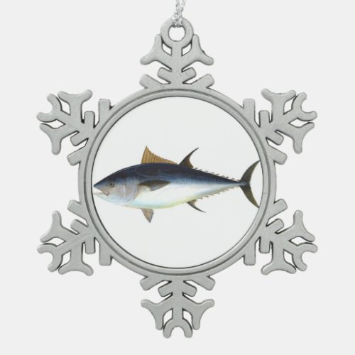Bluefin Tuna illustration Snowflake Pewter Christmas Ornament