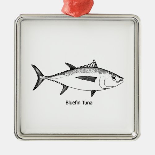 Bluefin Tuna Vintage Illustration Metal Ornament