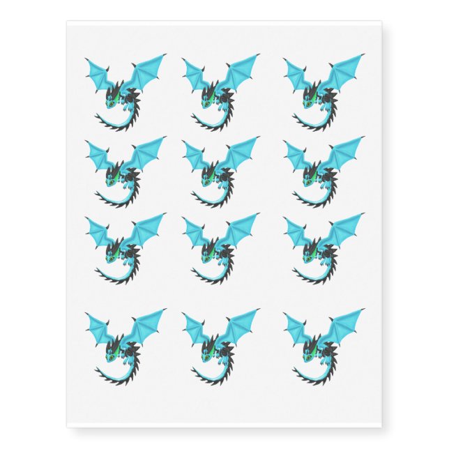 BlueFire Dragon Temporary Tattoos (Front)