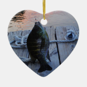 Bluegill at sunset Lake Arrowhead Ceramic Ornament