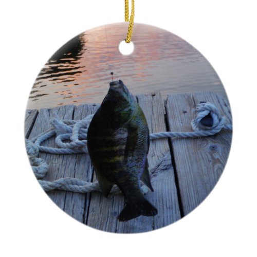 Bluegill at sunset Lake Arrowhead Ceramic Ornament