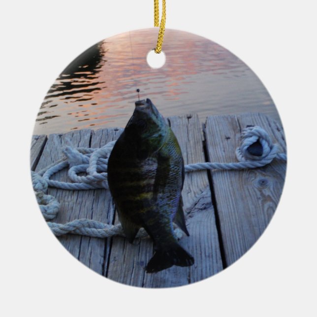 Bluegill at sunset Lake Arrowhead Ceramic Ornament (Front)