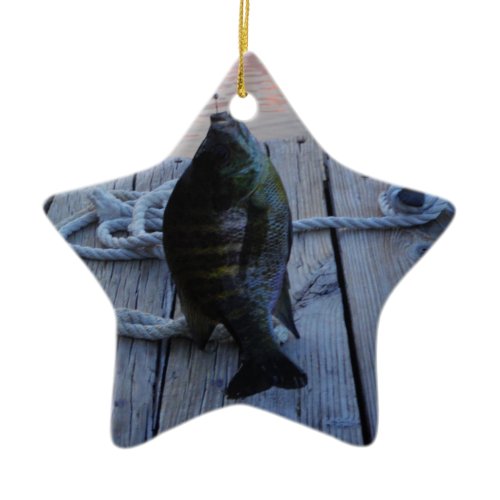 Bluegill at sunset Lake Arrowhead Ceramic Ornament