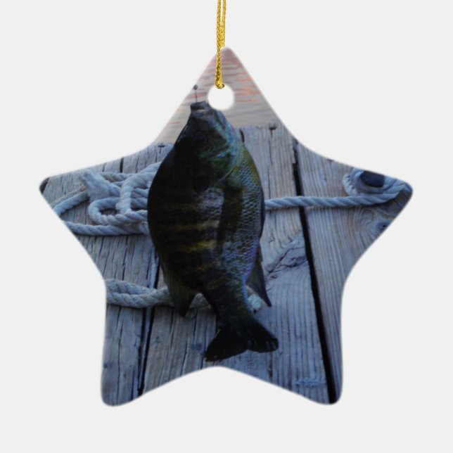 Bluegill at sunset Lake Arrowhead Ceramic Ornament (Front)