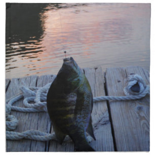 Bluegill at sunset Lake Arrowhead Cloth Napkin