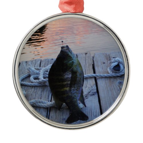 Bluegill at sunset Lake Arrowhead Metal Ornament