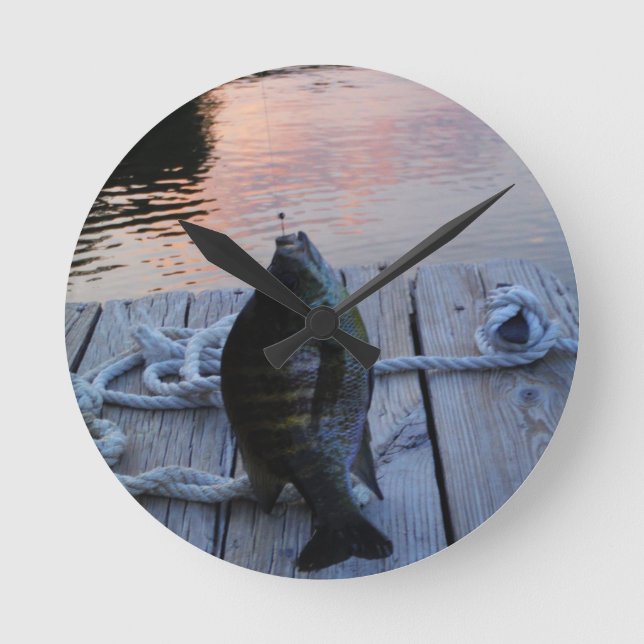 Bluegill at sunset Lake Arrowhead Round Clock (Front)