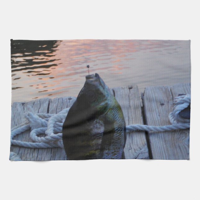 Bluegill at sunset Lake Arrowhead Towel (Horizontal)
