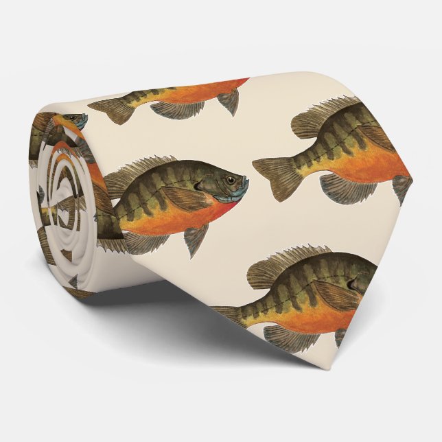 Bluegill Bream Fishing One-of-a-Kind Fisherman's Neck Tie (Rolled)