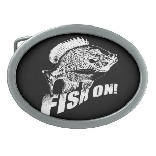 Bluegill fish on. black oval belt buckle